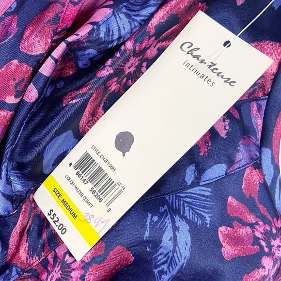 Chanteuse Intimates Pink & Purple Floral Slip Dress Maxi Silky Women’s Medium - Picture 4 of 11
